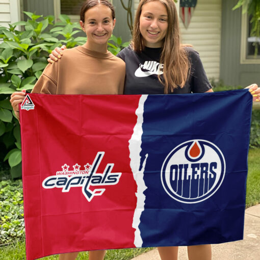 Capitals vs Oilers House Divided Flag, NHL House Divided Flag