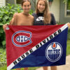 Canadiens vs Oilers House Divided Flag, NHL House Divided Flag