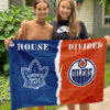 Maple Leafs vs Oilers House Divided Flag, NHL House Divided Flag