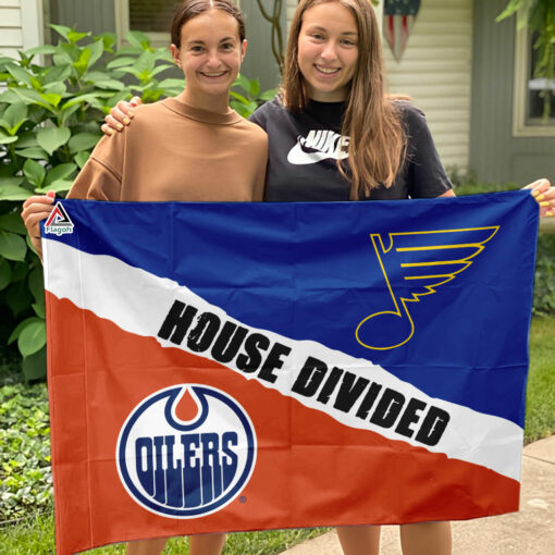Blues vs Oilers House Divided Flag, NHL House Divided Flag