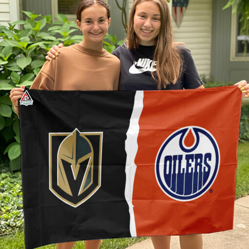 Golden Knights vs Oilers House Divided Flag, NHL House Divided Flag