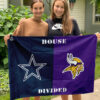 Cowboys vs Vikings House Divided Flag, NFL House Divided Flag