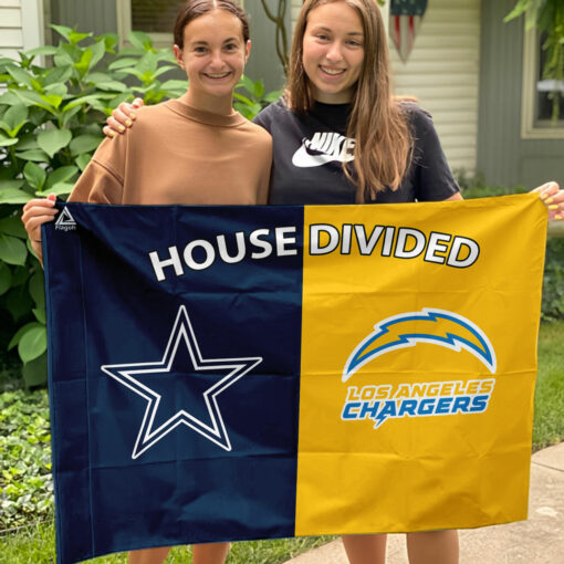Cowboys vs Chargers House Divided Flag, NFL House Divided Flag