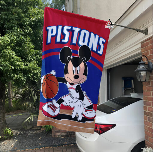 Detroit Pistons x Mickey Basketball Flag, NBA Premium Flag