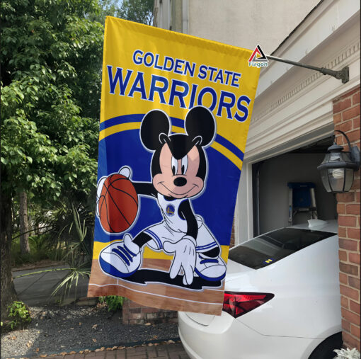 Golden State Warriors x Mickey Basketball Flag, NBA Premium Flag