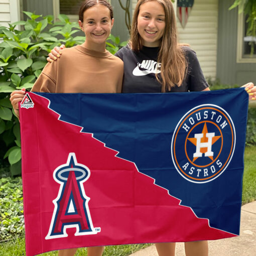 Astros vs Angels House Divided Flag, MLB House Divided Flag