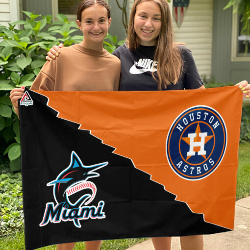 Astros vs Marlins House Divided Flag, MLB House Divided Flag