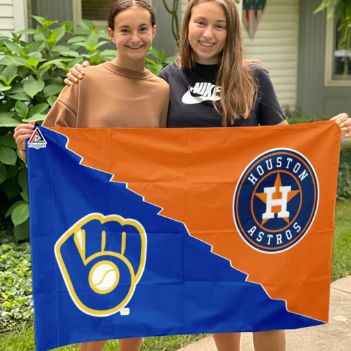 Astros vs Brewers House Divided Flag, MLB House Divided Flag