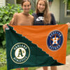 Astros vs Athletics House Divided Flag, MLB House Divided Flag