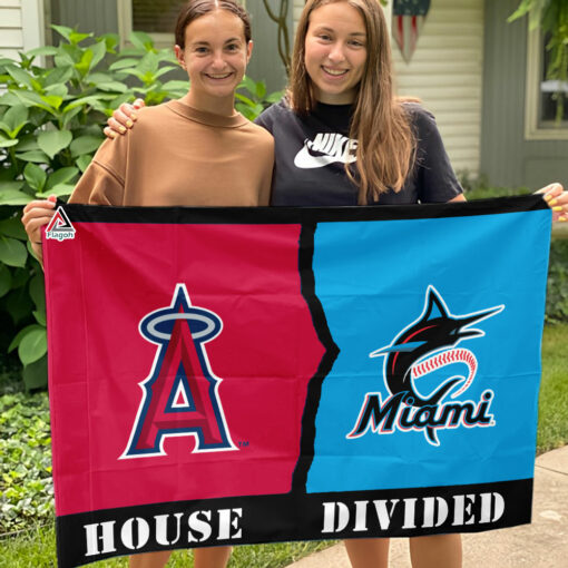Angels vs Marlins House Divided Flag, MLB House Divided Flag