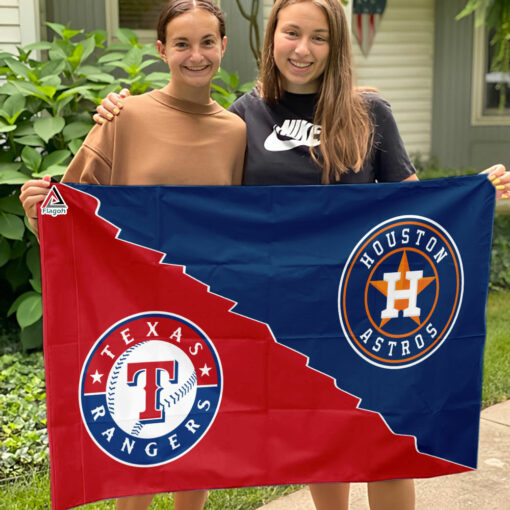 Astros vs Rangers House Divided Flag, MLB House Divided Flag