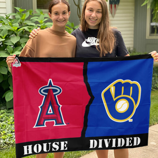 Angels vs Brewers House Divided Flag, MLB House Divided Flag