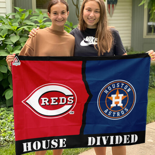 Reds vs Astros House Divided Flag, MLB House Divided Flag