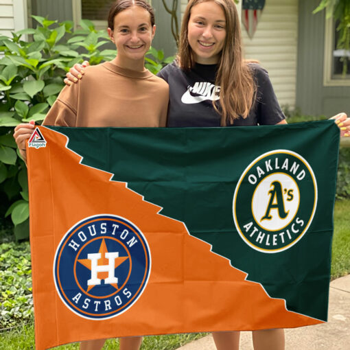 Athletics vs Astros House Divided Flag, MLB House Divided Flag