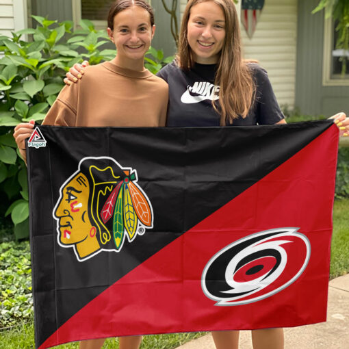 Blackhawks vs Hurricanes House Divided Flag, NHL House Divided Flag