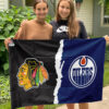 Blackhawks vs Oilers House Divided Flag, NHL House Divided Flag