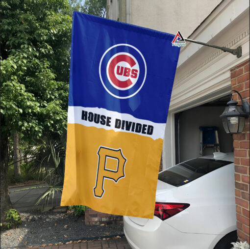 Cubs vs Pirates House Divided Flag, MLB House Divided Flag
