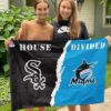 White Sox vs Marlins House Divided Flag, MLB House Divided Flag