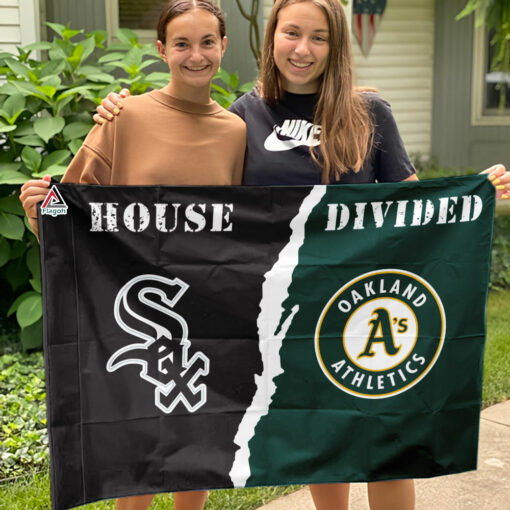 White Sox vs Athletics House Divided Flag, MLB House Divided Flag