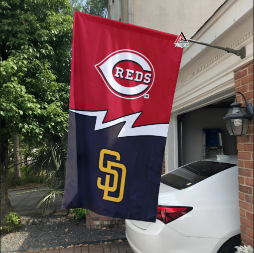 Reds vs Padres House Divided Flag, MLB House Divided Flag