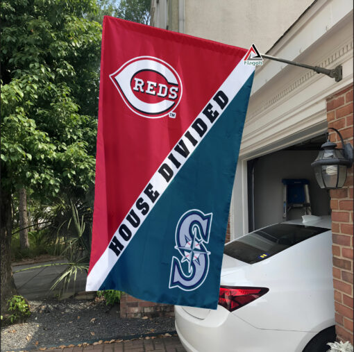 Reds vs Mariners House Divided Flag, MLB House Divided Flag