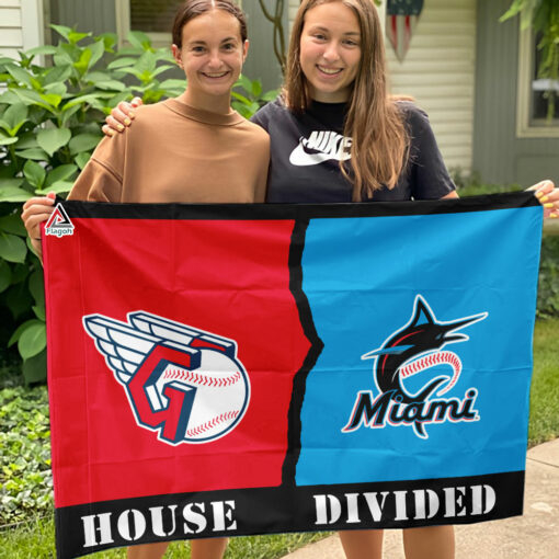 Guardians vs Marlins House Divided Flag, MLB House Divided Flag