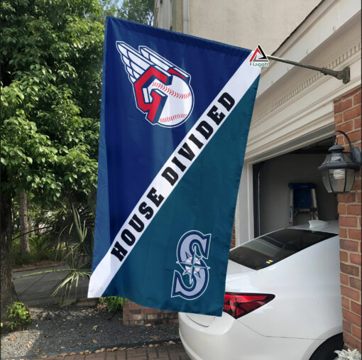 Guardians vs Mariners House Divided Flag, MLB House Divided Flag