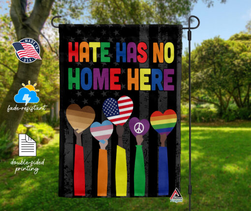Hate Has No Home Here Double-sided Flag, Kindness Outdoor Banner, Pride LGBT Rainbow Decor