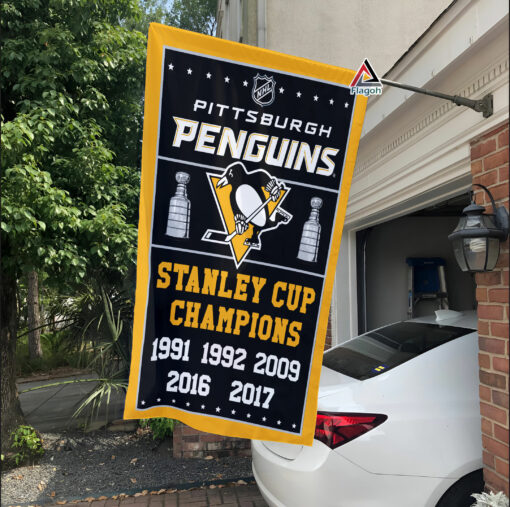 Pittsburgh Penguins Stanley Cup Champions Flag, Penguins Stanley Cup Flag, NHL Premium Flag