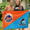 Mets vs Marlins House Divided Flag, MLB House Divided Flag