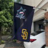 Marlins vs Padres House Divided Flag, MLB House Divided Flag