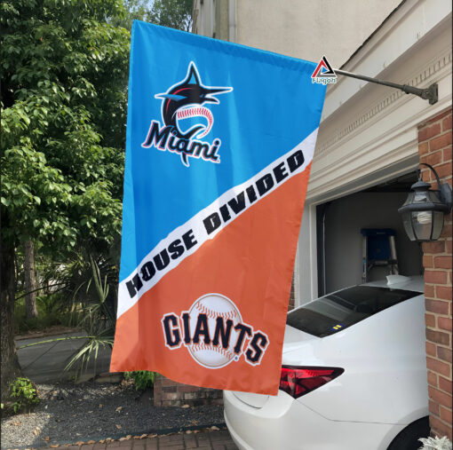 Marlins vs Giants House Divided Flag, MLB House Divided Flag