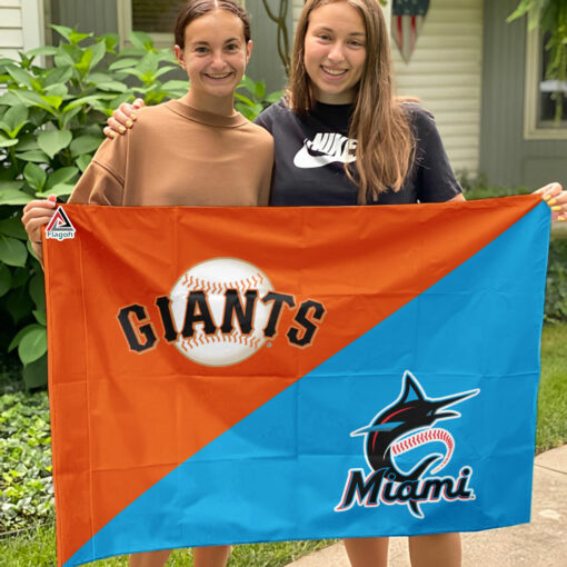 Giants vs Marlins House Divided Flag, MLB House Divided Flag