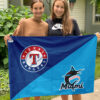 Rangers vs Marlins House Divided Flag, MLB House Divided Flag