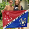 Red Sox vs Brewers House Divided Flag, MLB House Divided Flag