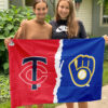 Twins vs Brewers House Divided Flag, MLB House Divided Flag
