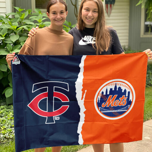 Twins vs Mets House Divided Flag, MLB House Divided Flag