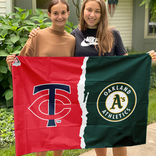 Twins vs Athletics House Divided Flag, MLB House Divided Flag