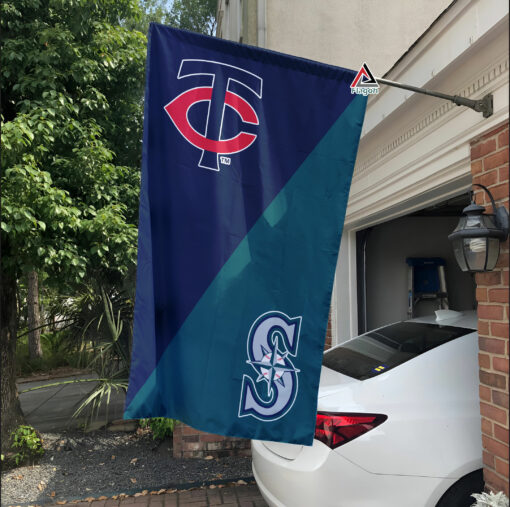 Twins vs Mariners House Divided Flag, MLB House Divided Flag