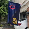 Twins vs Padres House Divided Flag, MLB House Divided Flag