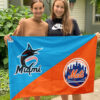 Marlins vs Mets House Divided Flag, MLB House Divided Flag