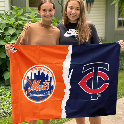 Mets vs Twins House Divided Flag, MLB House Divided Flag