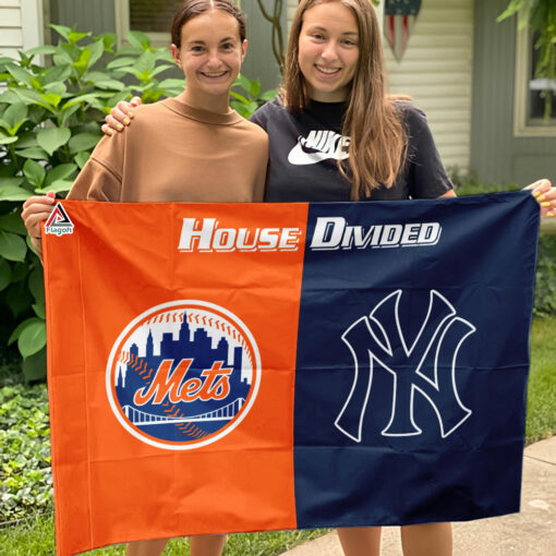 Mets vs Yankees House Divided Flag, MLB House Divided Flag