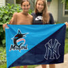 Marlins vs Yankees House Divided Flag, MLB House Divided Flag