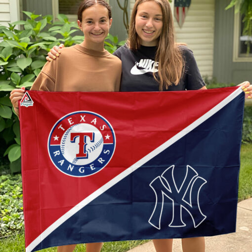 Rangers vs Yankees House Divided Flag, MLB House Divided Flag