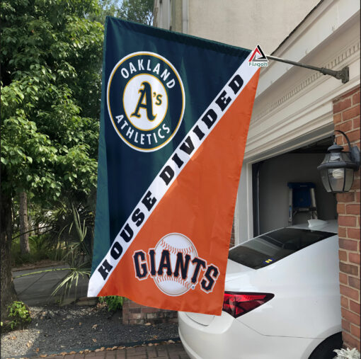 Athletics vs Giants House Divided Flag, MLB House Divided Flag