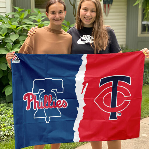 Phillies vs Twins House Divided Flag, MLB House Divided Flag