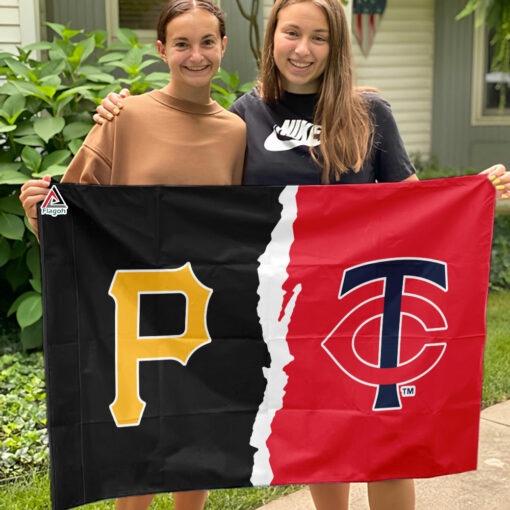 Pirates vs Twins House Divided Flag, MLB House Divided Flag