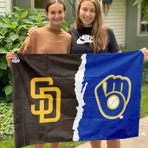 Padres vs Brewers House Divided Flag, MLB House Divided Flag