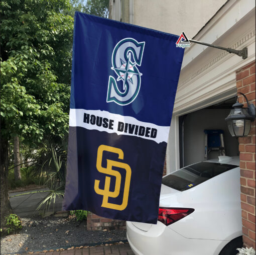 Mariners vs Padres House Divided Flag, MLB House Divided Flag